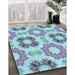 Patterned Slate Blue Grey Blue Rug in Family Room, pat1334lblu