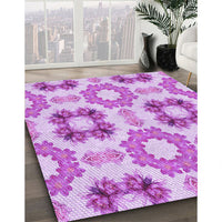 Patterned Blossom Pink Rug, pat1334pur