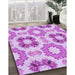 Patterned Blossom Pink Rug in Family Room, pat1334pur