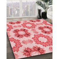 Patterned Baby Pink Rug, pat1334rd