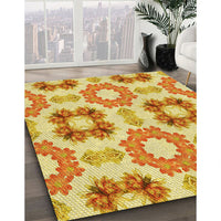 Patterned Neon Orange Rug, pat1334yw