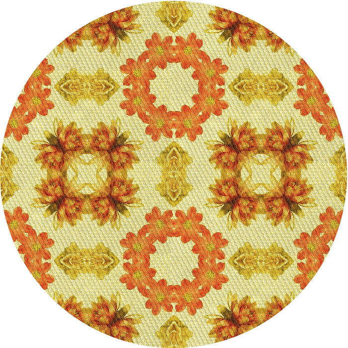 Square Machine Washable Transitional Neon Orange Rug in a Living Room, wshpat1334yw