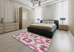 Machine Washable Transitional Dark White Beige Rug in a Bedroom, wshpat1334