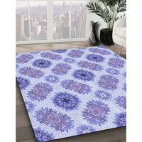 Patterned Medium Slate Blue Rug, pat1335blu