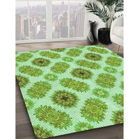 Patterned Pastel Green Rug, pat1335grn