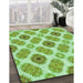 Patterned Pastel Green Rug in Family Room, pat1335grn