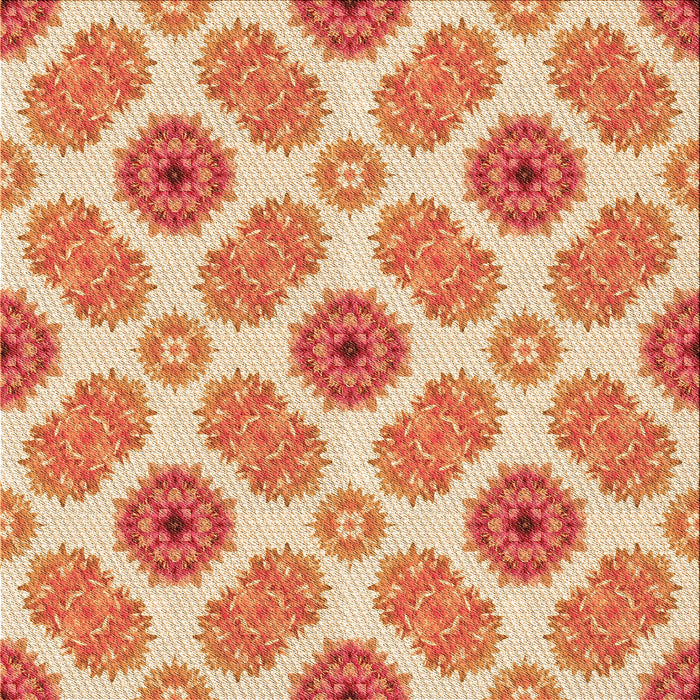 Round Patterned Orange Red Orange Rug, pat1335org
