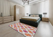 Machine Washable Transitional Cherry Red Rug in a Bedroom, wshpat1335