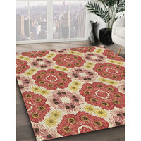 Patterned Red Rug, pat1336brn