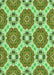 Machine Washable Transitional Green Rug, wshpat1336grn