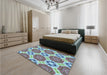 Patterned Tiffany Blue Rug in a Bedroom, pat1336lblu