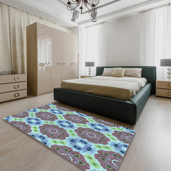 Patterned Tiffany Blue Rug in a Bedroom, pat1336lblu