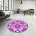 Round Patterned Violet Purple Rug in a Office, pat1336pur