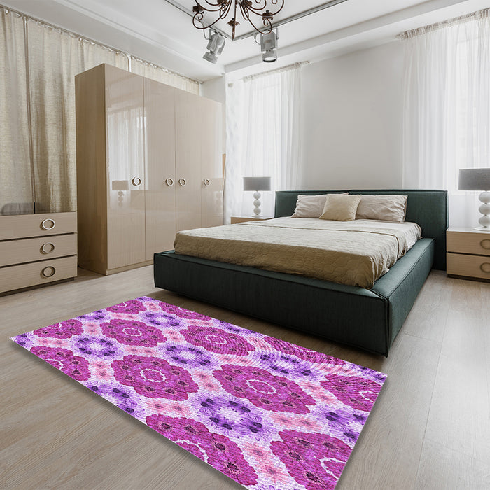 Patterned Violet Purple Rug in a Bedroom, pat1336pur