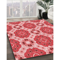 Patterned Light Coral Pink Rug, pat1336rd