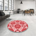 Round Patterned Light Coral Pink Rug in a Office, pat1336rd