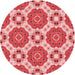 Square Patterned Light Coral Pink Rug, pat1336rd