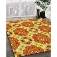 Patterned Orange Red Orange Rug, pat1336yw