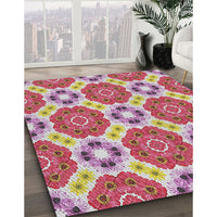 Patterned Bright Maroon Red Novelty Rug, pat1336