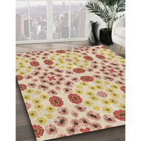 Patterned Brown Gold Rug, pat1337brn