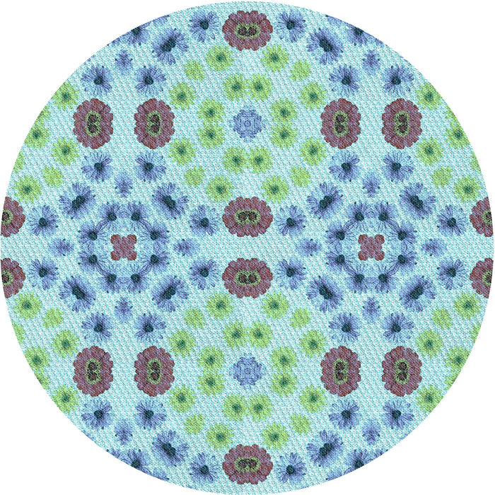 Square Patterned Aquamarine Green Rug, pat1337lblu