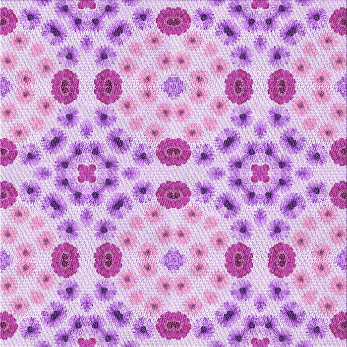 Round Machine Washable Transitional Blossom Pink Rug, wshpat1337pur