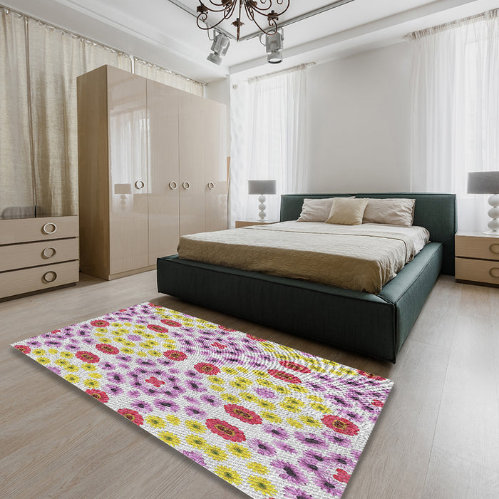 Patterned Tulip Pink Novelty Rug in a Bedroom, pat1337