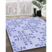 Patterned Lavender Blue Rug in Family Room, pat1338blu