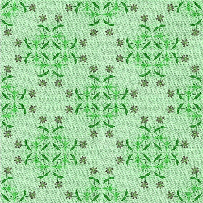 Round Machine Washable Transitional Green Rug, wshpat1338grn