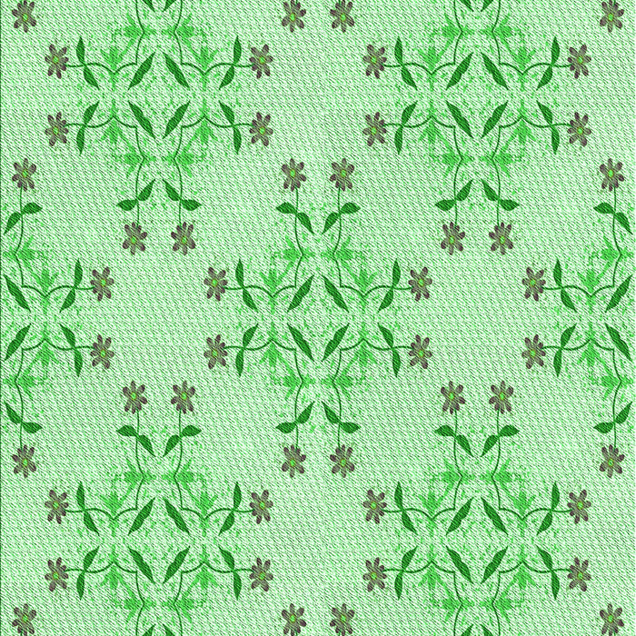 Machine Washable Transitional Green Rug, wshpat1338grn