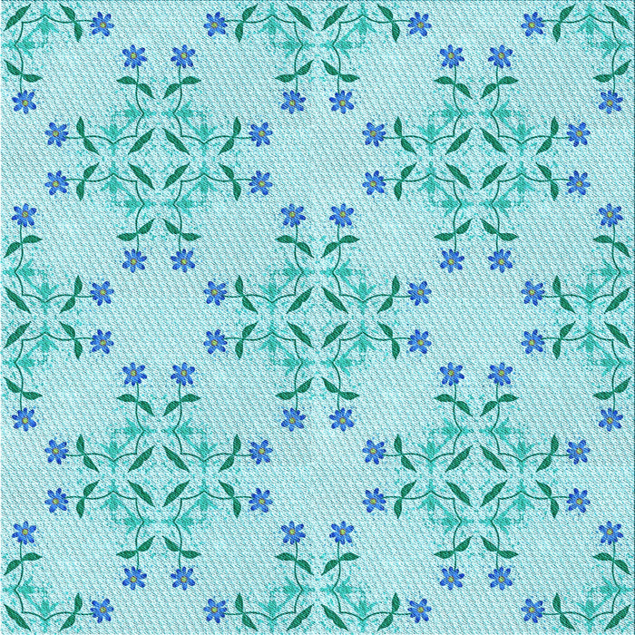 Round Machine Washable Transitional Blue Rug, wshpat1338lblu