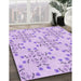 Patterned Purple Rug in Family Room, pat1338pur