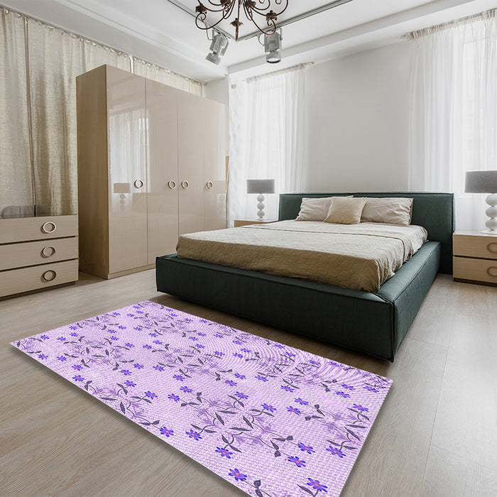 Patterned Purple Rug in a Bedroom, pat1338pur