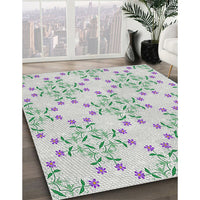 Patterned Light Rose Green Novelty Rug, pat1338