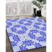 Patterned Blue Rug in Family Room, pat1339blu