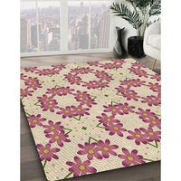 Patterned Khaki Gold Rug, pat1339brn