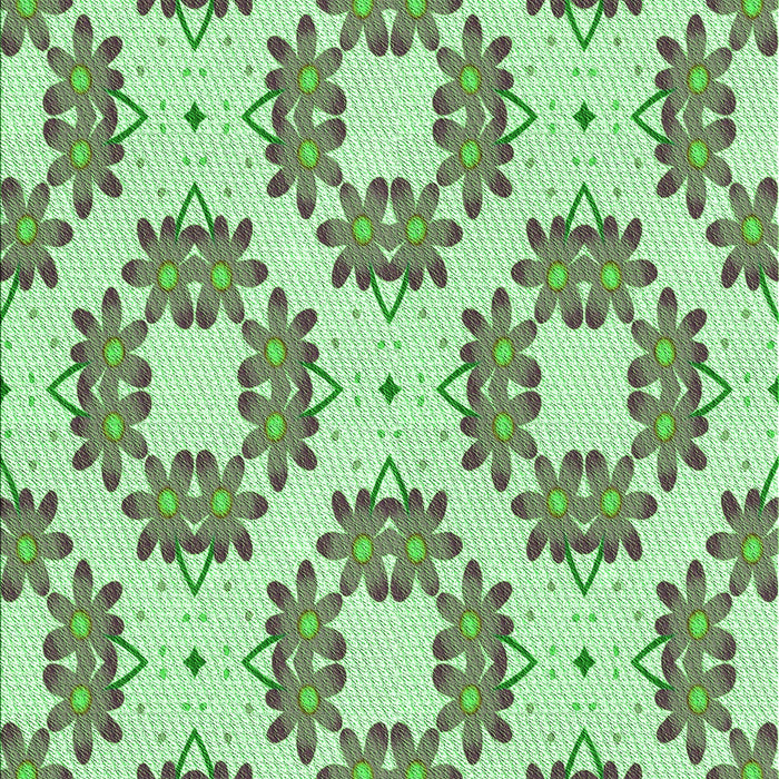 Machine Washable Transitional Light Green Rug, wshpat1339grn