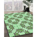 Patterned Light Green Rug in Family Room, pat1339grn