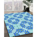 Patterned Blue Rug in Family Room, pat1339lblu