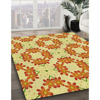 Patterned Orange Red Orange Rug, pat1339yw