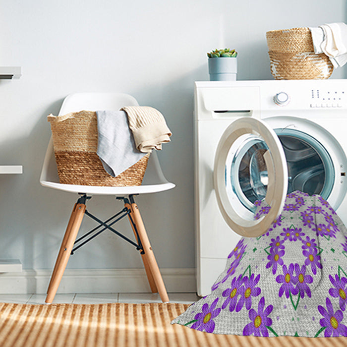 Machine Washable Transitional Purple Flower Purple Rug in a Washing Machine, wshpat1339