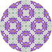 Square Machine Washable Transitional Purple Flower Purple Rug, wshpat1339