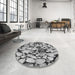 Round Patterned Light Black Novelty Rug in a Office, pat133