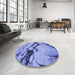 Round Patterned Sky Blue Rug in a Office, pat134blu