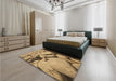 Patterned Saddle Brown Rug in a Bedroom, pat134brn