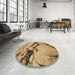 Round Patterned Saddle Brown Rug in a Office, pat134brn