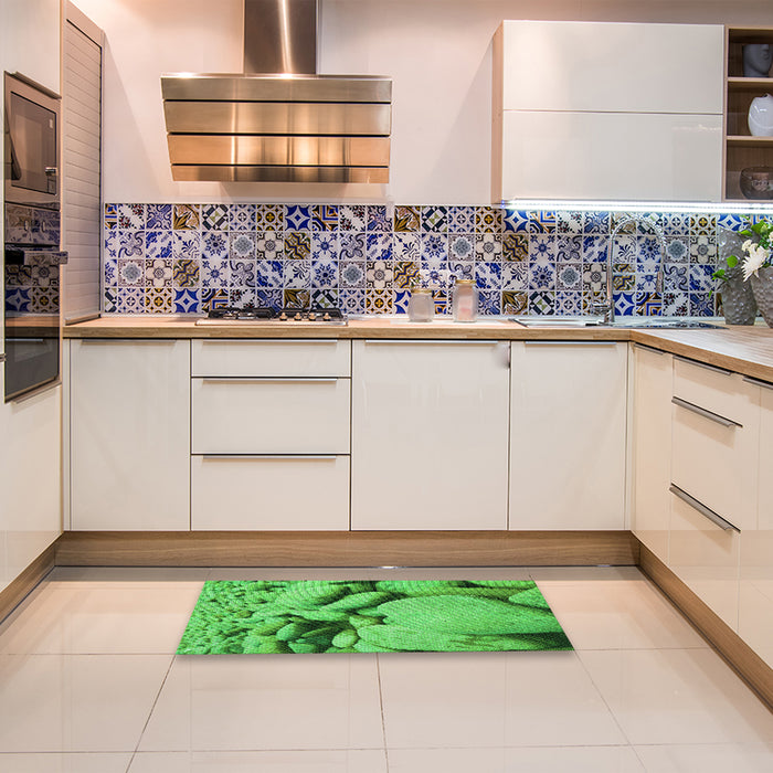 Patterned Neon Green Rug in a Kitchen, pat134grn