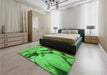 Patterned Neon Green Rug in a Bedroom, pat134grn