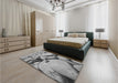 Patterned Cloud Gray Rug in a Bedroom, pat134gry