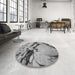 Round Patterned Cloud Gray Rug in a Office, pat134gry